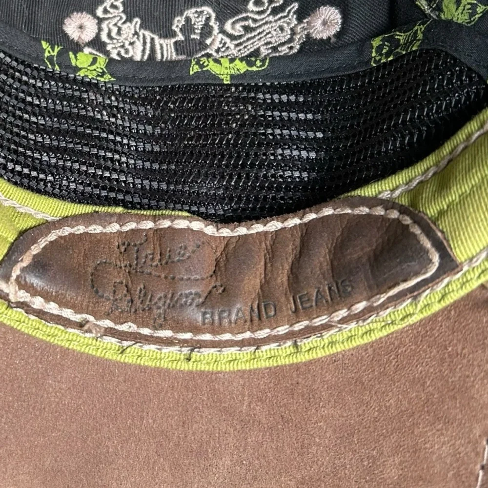 RARE Vintage True Religion Distressed Plaid Trucker Hat Y2K Horseshoe OS